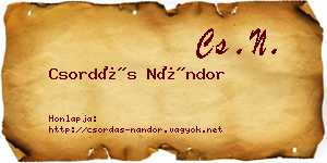 Csordás Nándor névjegykártya